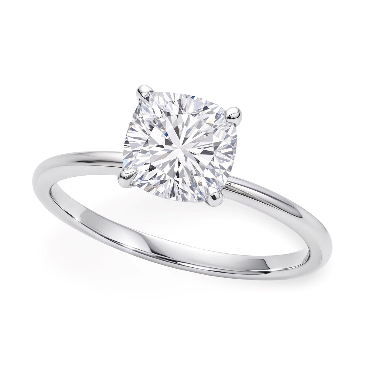 2 Carat Cushion Lab Grown IGI Diamond Solitaire in 10K White Gold G/VS1