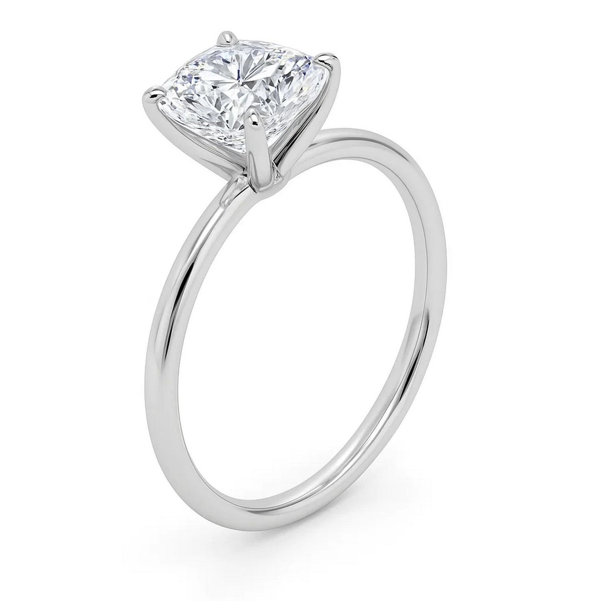2 Carat Cushion Lab Grown IGI Diamond Solitaire in 10K White Gold G/VS1