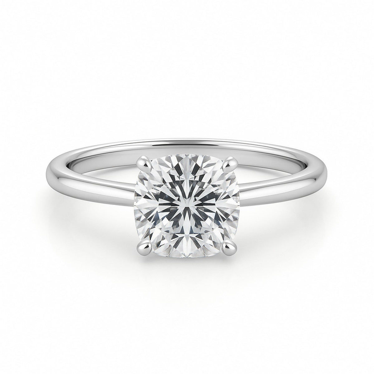 2 Carat Cushion Lab Grown IGI Diamond Solitaire in 10K White Gold G/VS1