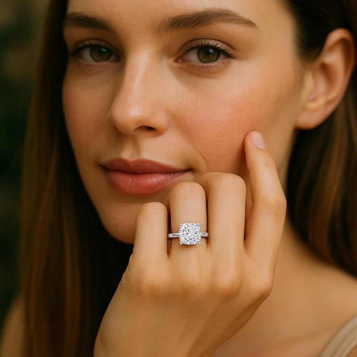 2 Carat Cushion Lab Grown IGI Diamond Solitaire in 10K White Gold G/VS1