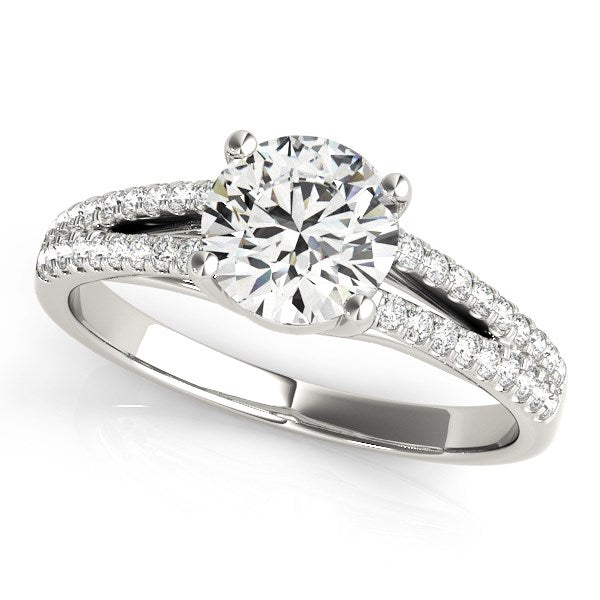 Split Shank Round Diamond Engagement Ring in 14K White Gold (1 1/8 cttw)