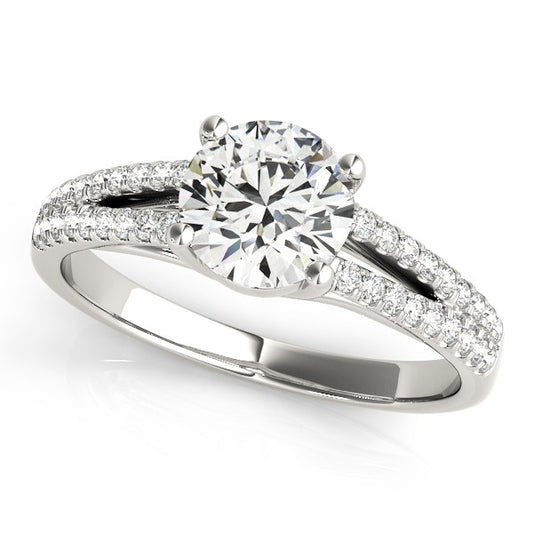 Split Shank Round Diamond Engagement Ring in 14K White Gold (1 1/8 cttw)