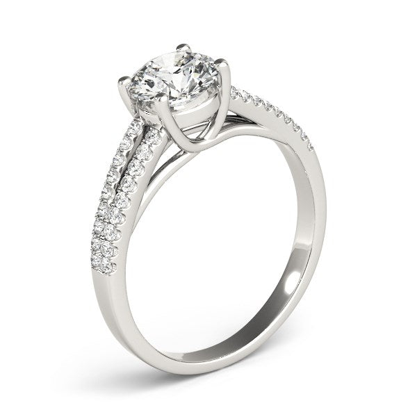Split Shank Round Diamond Engagement Ring in 14K White Gold (1 1/8 cttw)