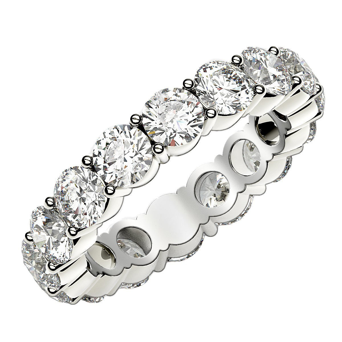 Round Cut Lab Grown Diamond Eternity Ring in 14K White Gold (4 cttw FG/VS2)