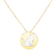 Mother of Pearl Cat Disc Necklace in 14K Yellow Gold