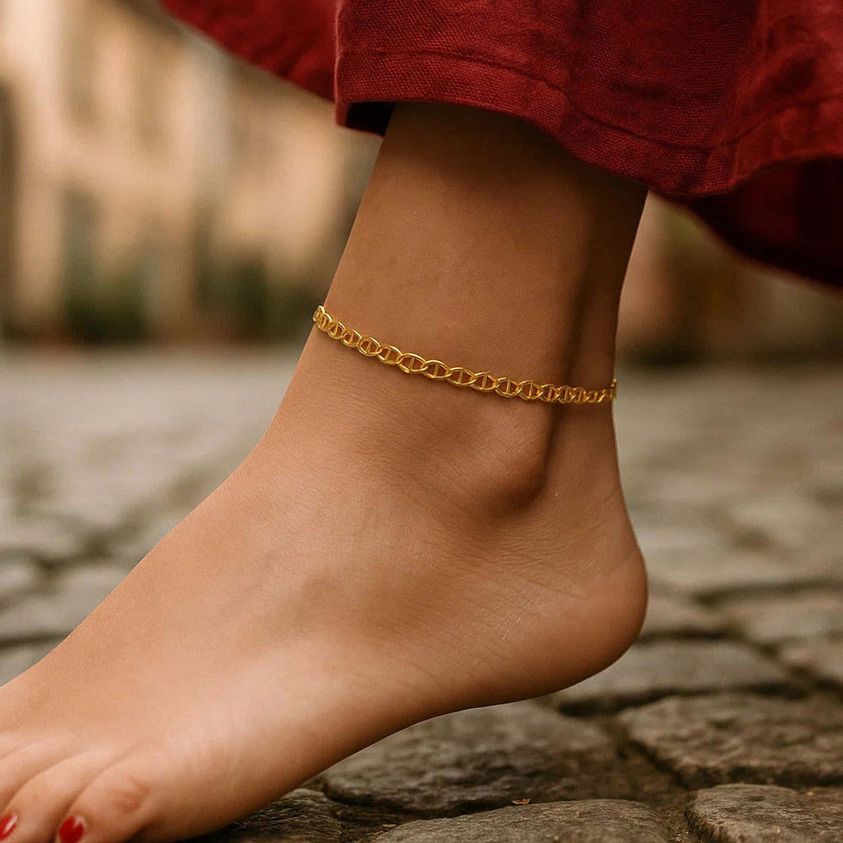 Mariner Link Anklet in 10K Yellow Gold 3.2mm
