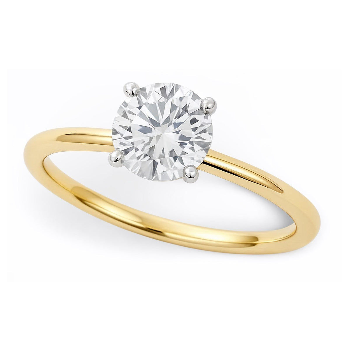 3/4 Carat Round Lab Grown IGI Diamond Solitaire in 14K Yellow Gold G/VS1
