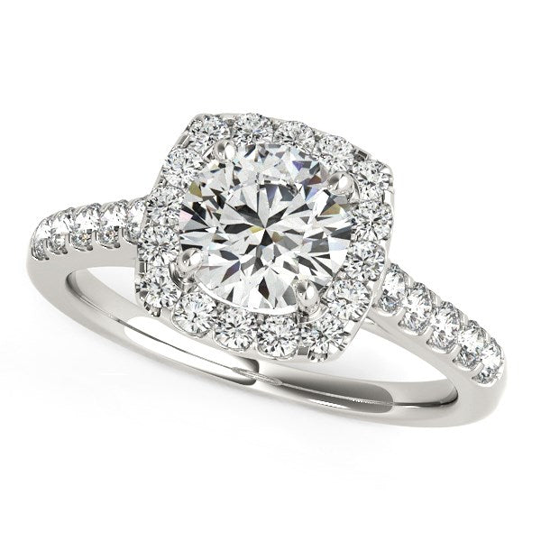 Square Shape Halo Diamond Engagement Ring in 14K White Gold (1 1/2 cttw)