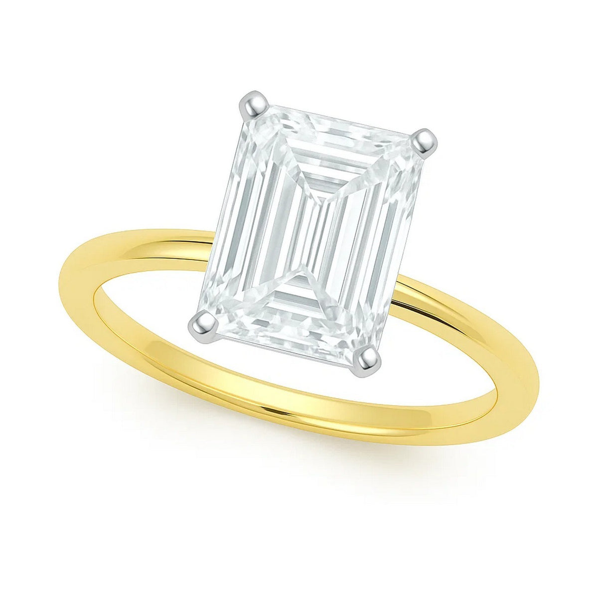 3 Carat Radiant Lab Grown IGI Diamond Solitaire in 10K Yellow Gold G/VS1