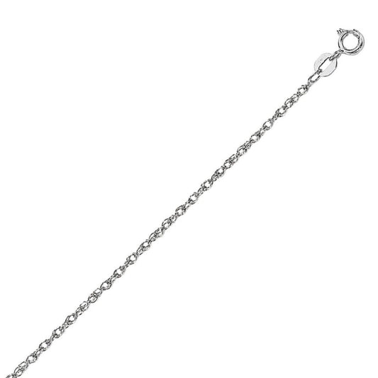 Machine Rope Chain in 14K White Gold (0.95 mm)