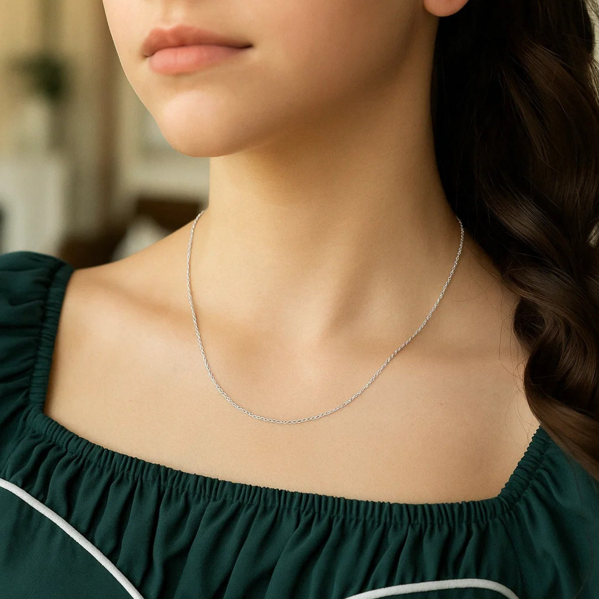 Machine Rope Chain in 14K White Gold (0.95 mm)