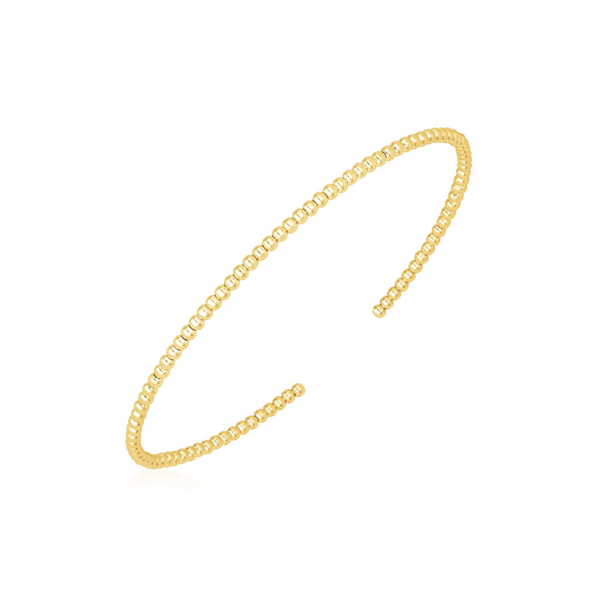 High Polish Bead Cuff Bangle in 14K Yellow Gold (2.00 mm)