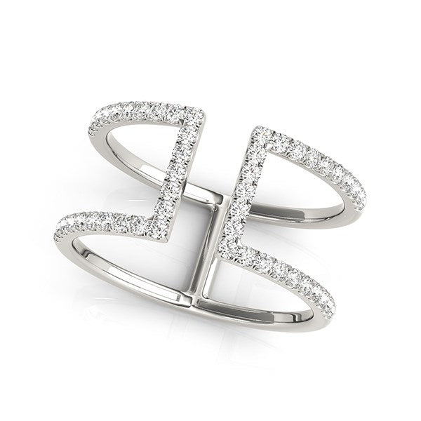 Modern Dual Band Style Diamond Ring in 14K White Gold (1/2 cttw)