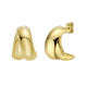Puffed Double Row Crossover C-Hoop Earrings in Yellow Gold Silver