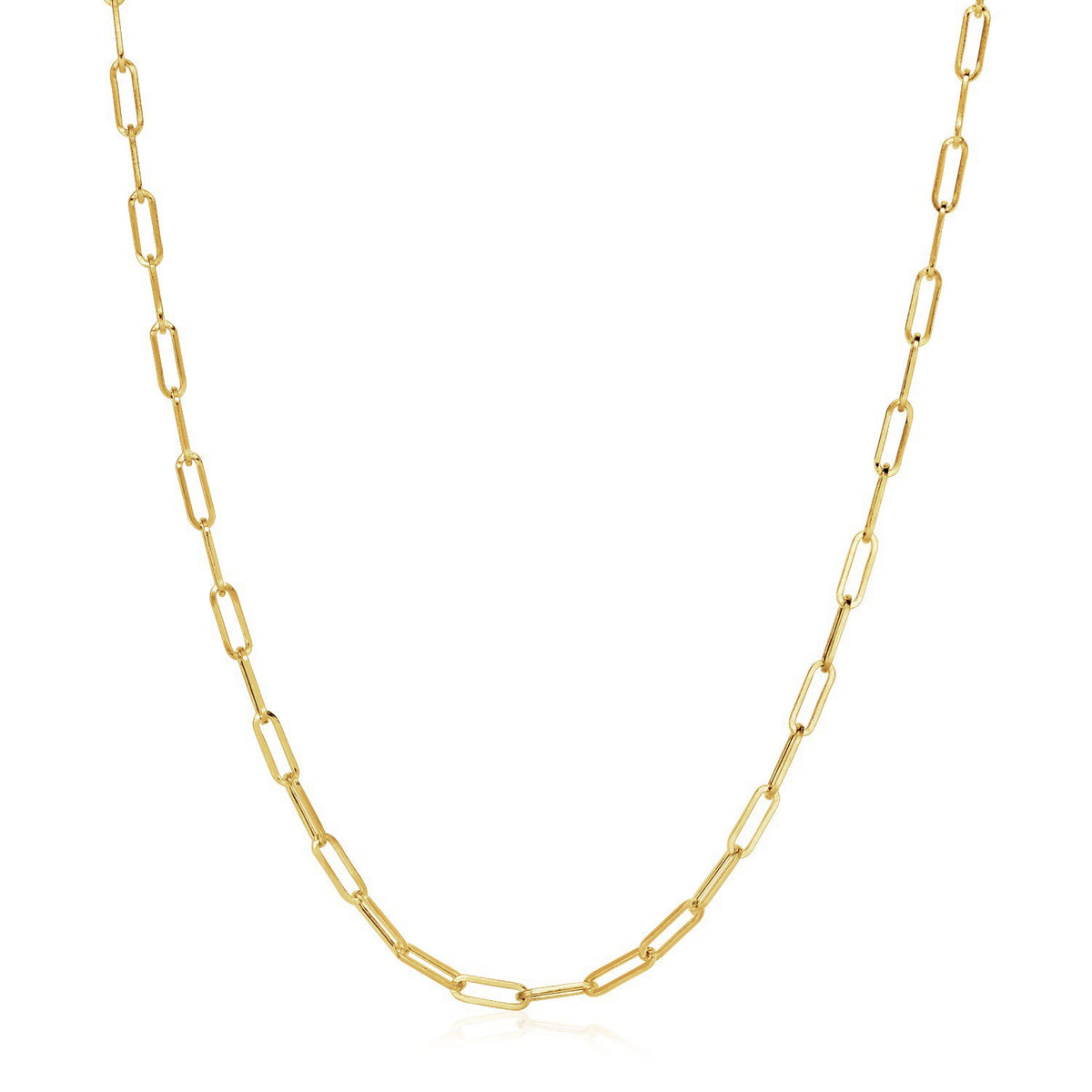 Wide Paperclip Chain Necklace in 14K Yellow Gold