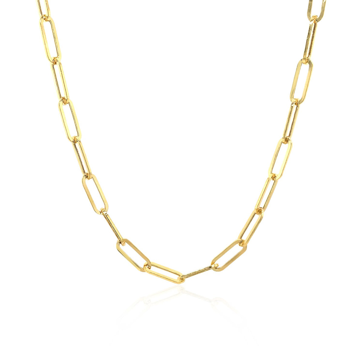 Wide Paperclip Chain Necklace in 14K Yellow Gold