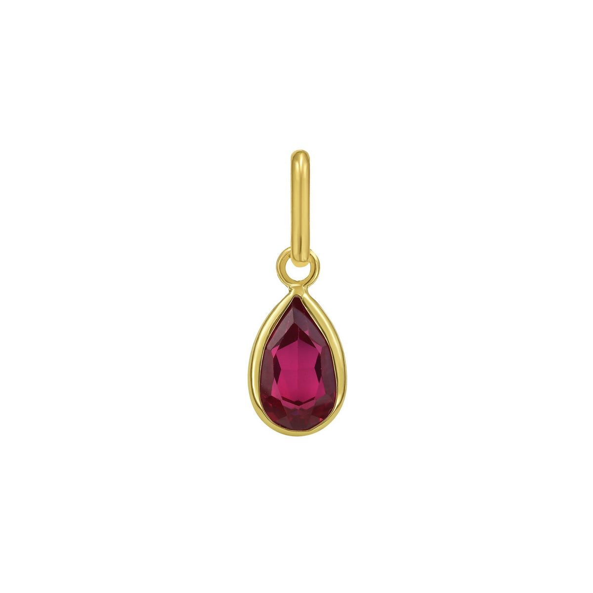 Pear Ruby Charm Pendant in 14K Yellow Gold