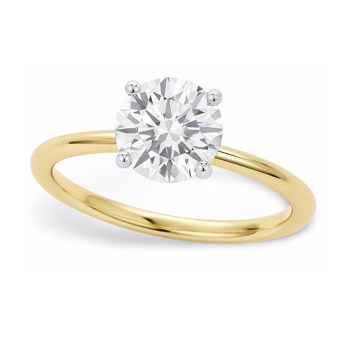 1 Carat Round Lab Grown IGI Diamond Solitaire in 14K Yellow Gold G/VS1