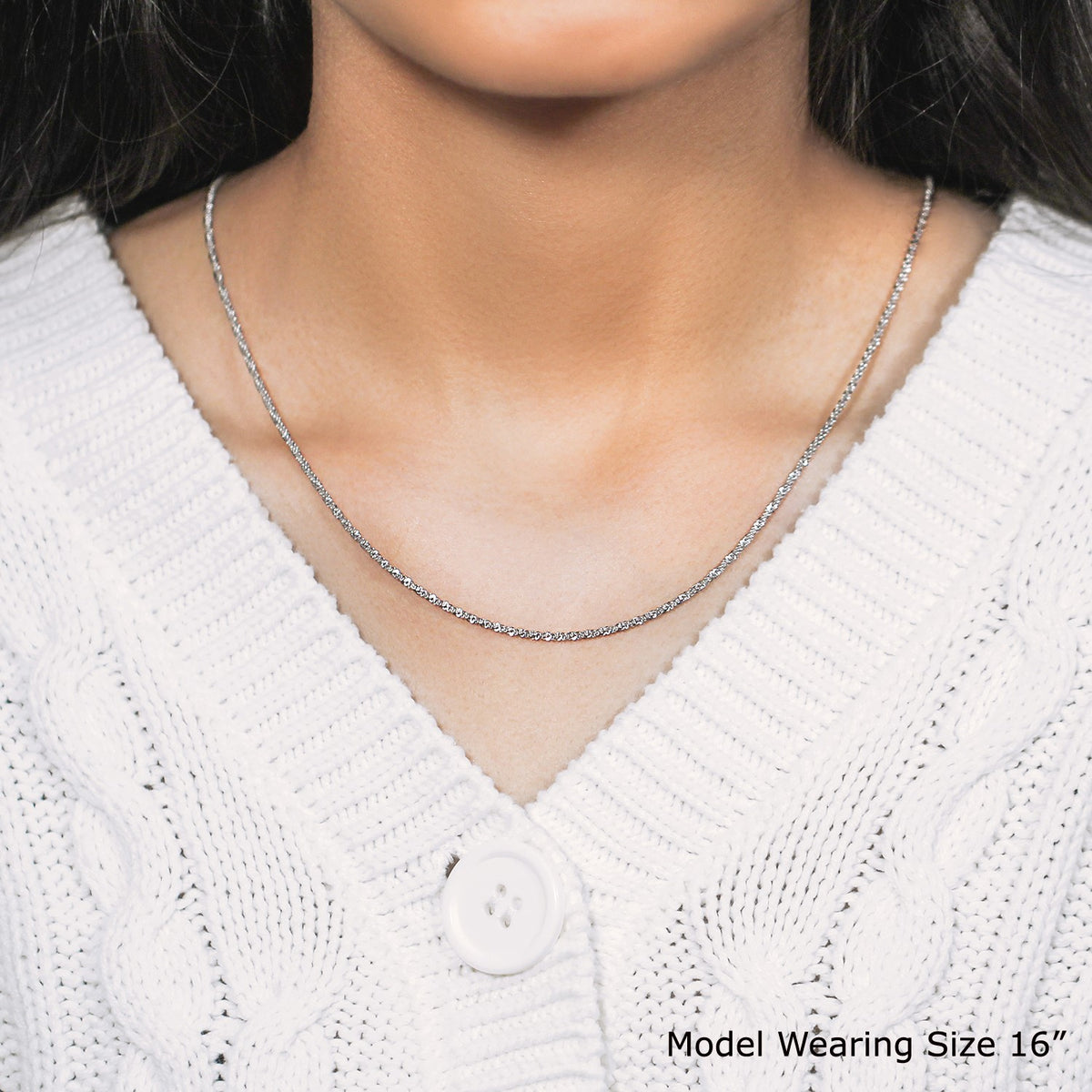Adjustable Sparkle Chain in Sterling Silver 1.5mm (1.50 mm)