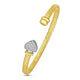 Pavé Diamond Heart Tubogas Cuff Bangle in 14K Two-Tone Gold (0.21 ct. tw.)