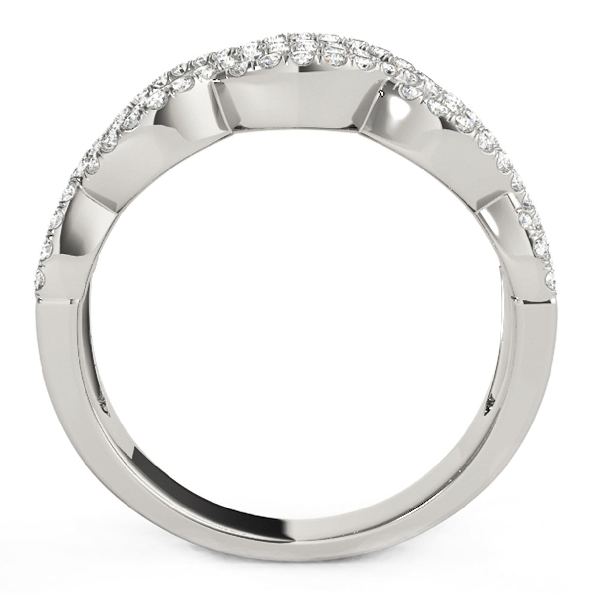 Double Interlocking Waves Diamond Ring in 14K White Gold (5/8 cttw)