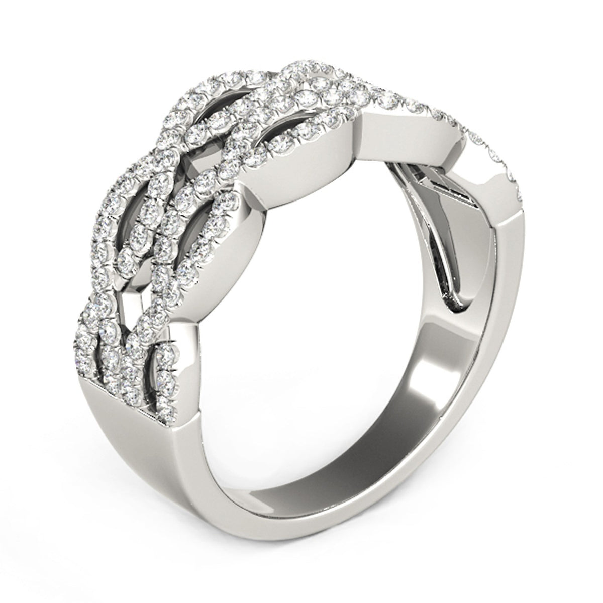 Double Interlocking Waves Diamond Ring in 14K White Gold (5/8 cttw)