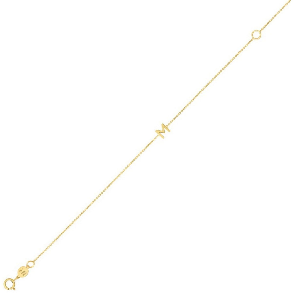 Mini Initial M Bracelet in 14K Yellow Gold
