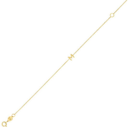 Mini Initial M Bracelet in 14K Yellow Gold