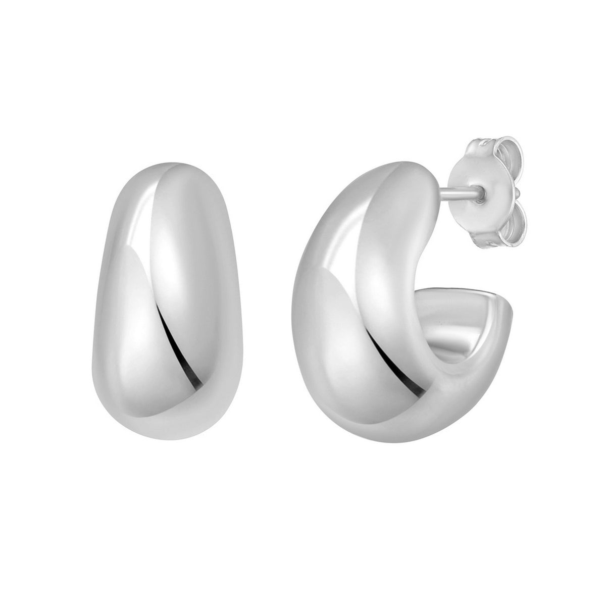 Twisted Puff C-Hoop Earrings in Sterling Silver