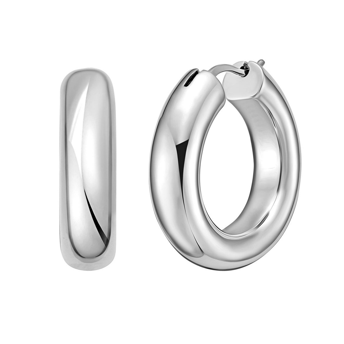 Round Hoop Earrings in Sterling Silver (15 mm)
