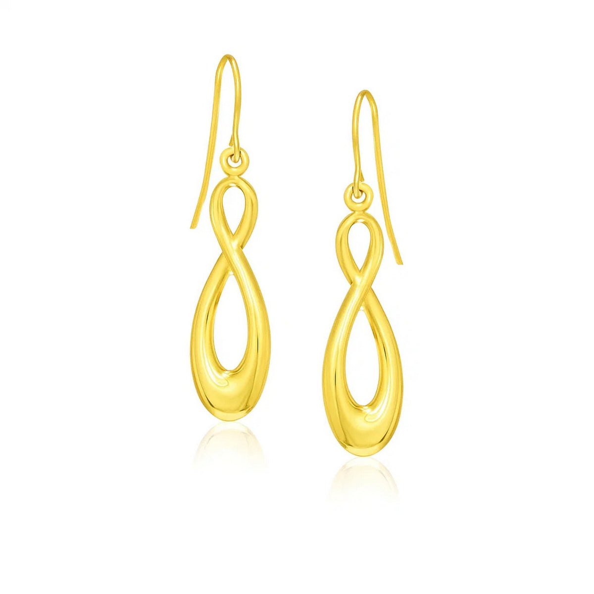 Polished Infinity Drop Earrings in 14K Yellow Gold