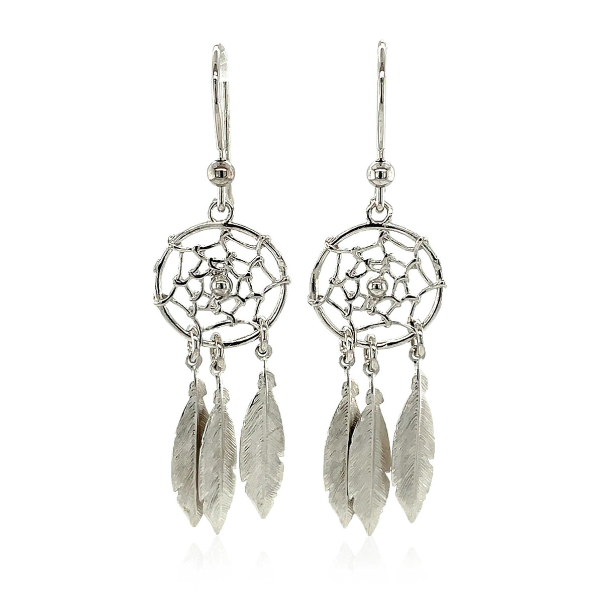Dream Catcher Dangle Earrings in Sterling Silver