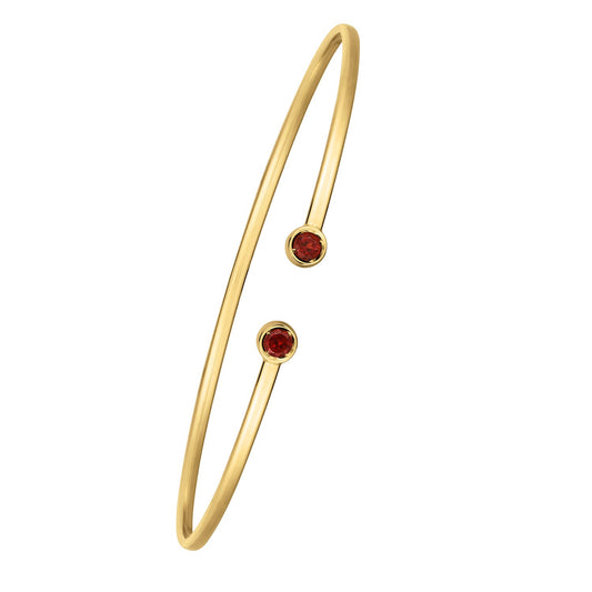 Garnet Open Cuff Bangle in 14K Yellow Gold (2.00 mm)