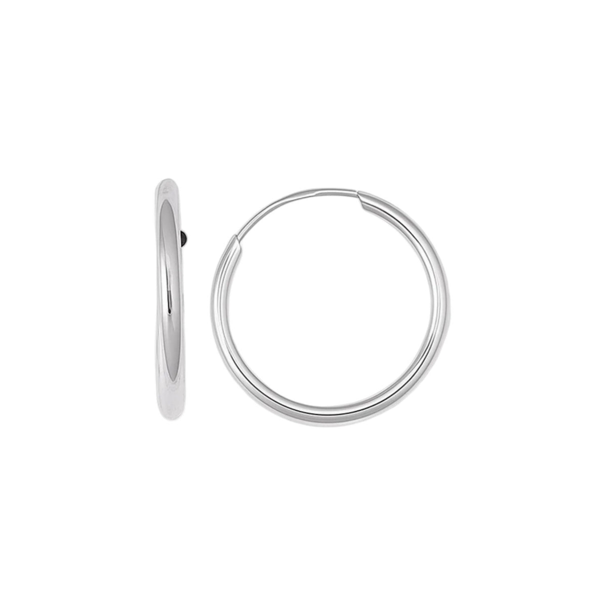 Thin Polished Hoop Earrings in 14K White Gold