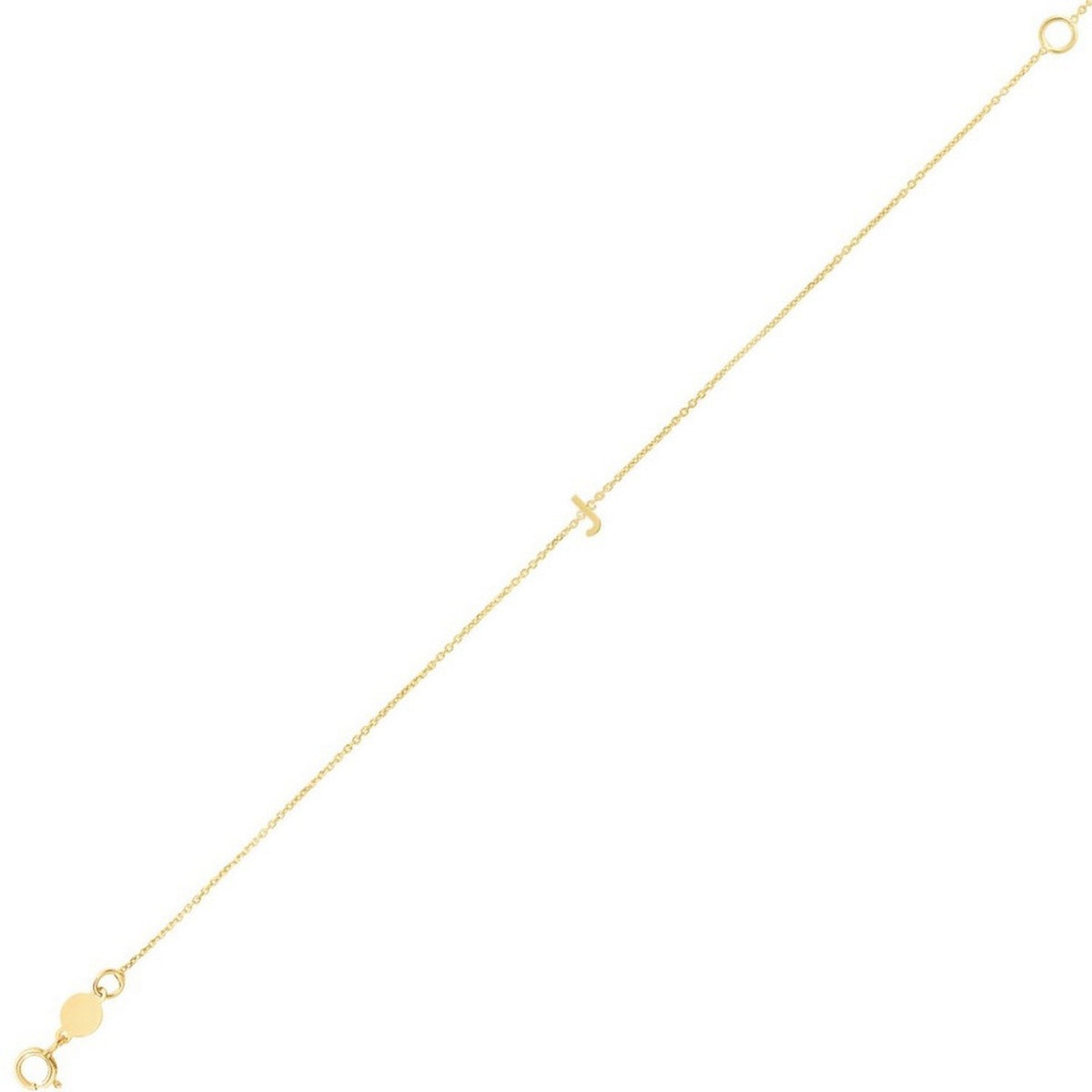Mini Initial J Bracelet in 14K Yellow Gold