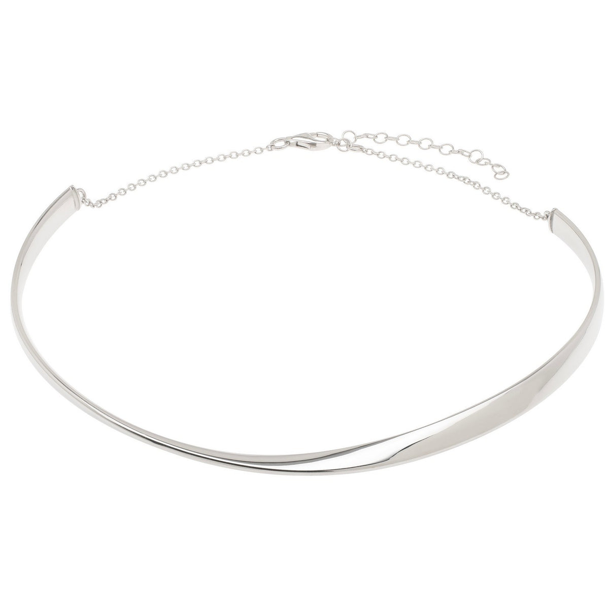 Sculpted Collar Necklace in Rhodium-Plated Sterling Silver