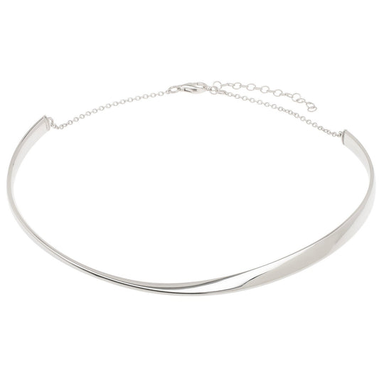 Sculpted Collar Necklace in Rhodium-Plated Sterling Silver