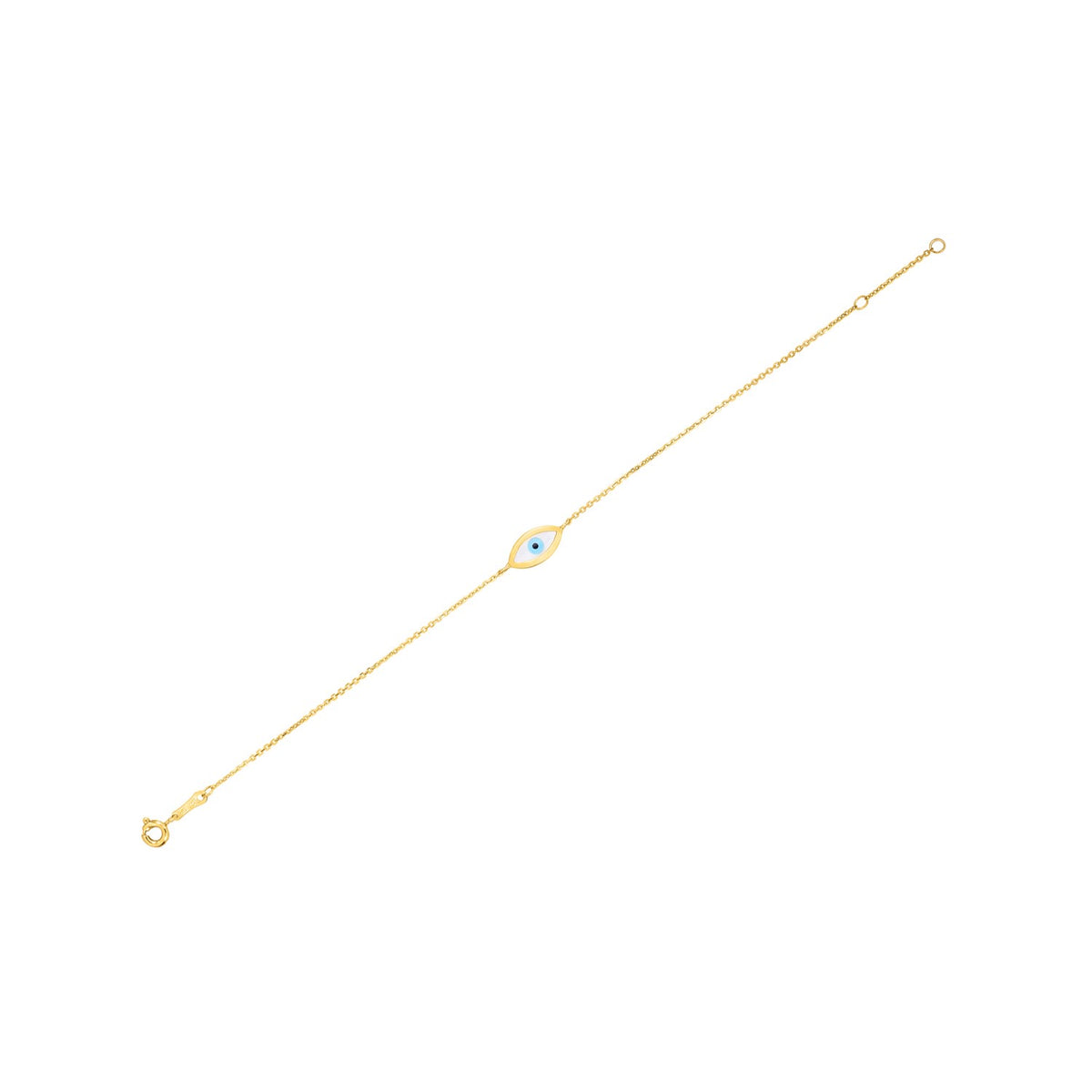 MOP Evil Eye Bracelet in 14K Yellow Gold (1.00 mm)