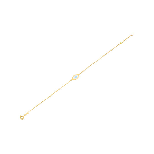 MOP Evil Eye Bracelet in 14K Yellow Gold (1.00 mm)