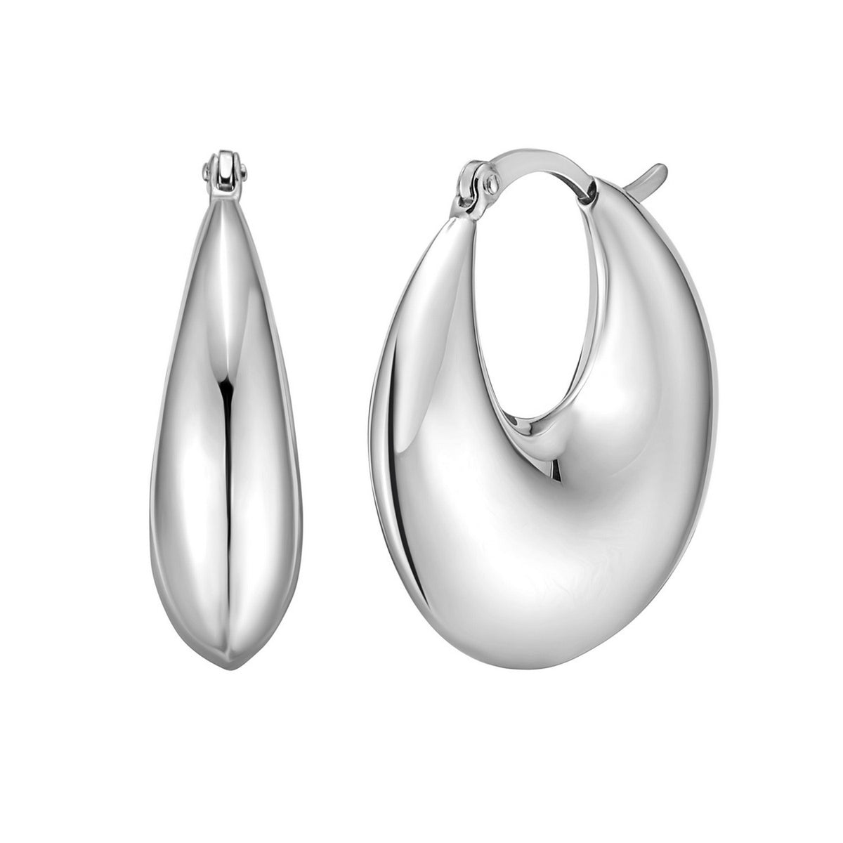 Sculptural Crescent Hoop Earrings in Sterling Silver
