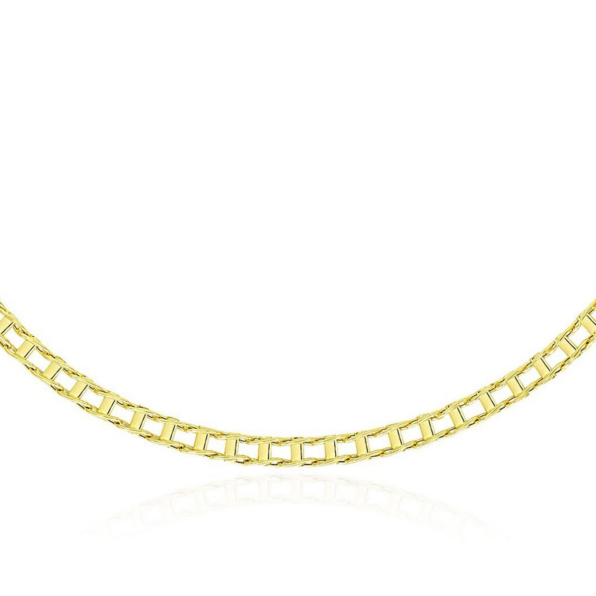 Men's Track Design Link Necklace in 14K Yellow Gold