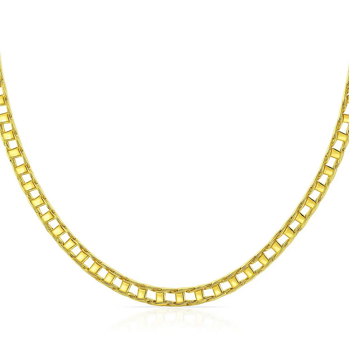 Men's Track Design Link Necklace in 14K Yellow Gold