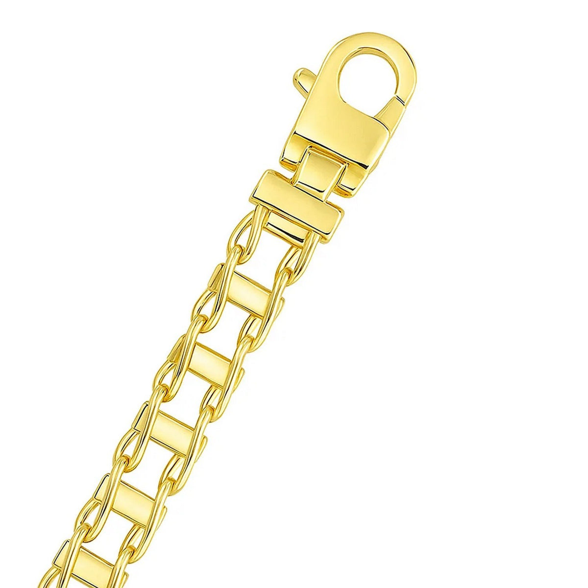 Men's Track Design Link Necklace in 14K Yellow Gold