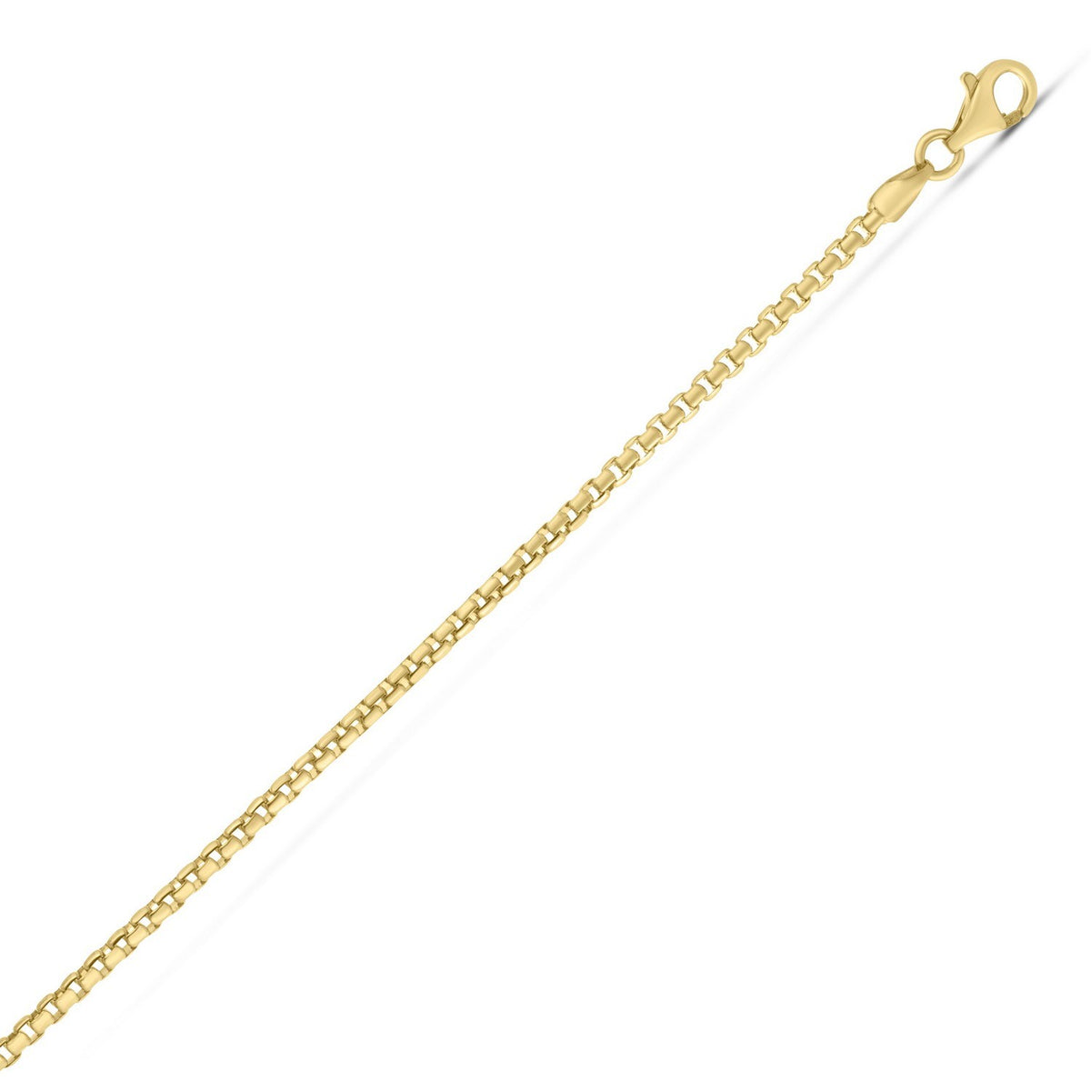 Round Box Chain in Yellow Gold-Plated Sterling Silver (2.10 mm)