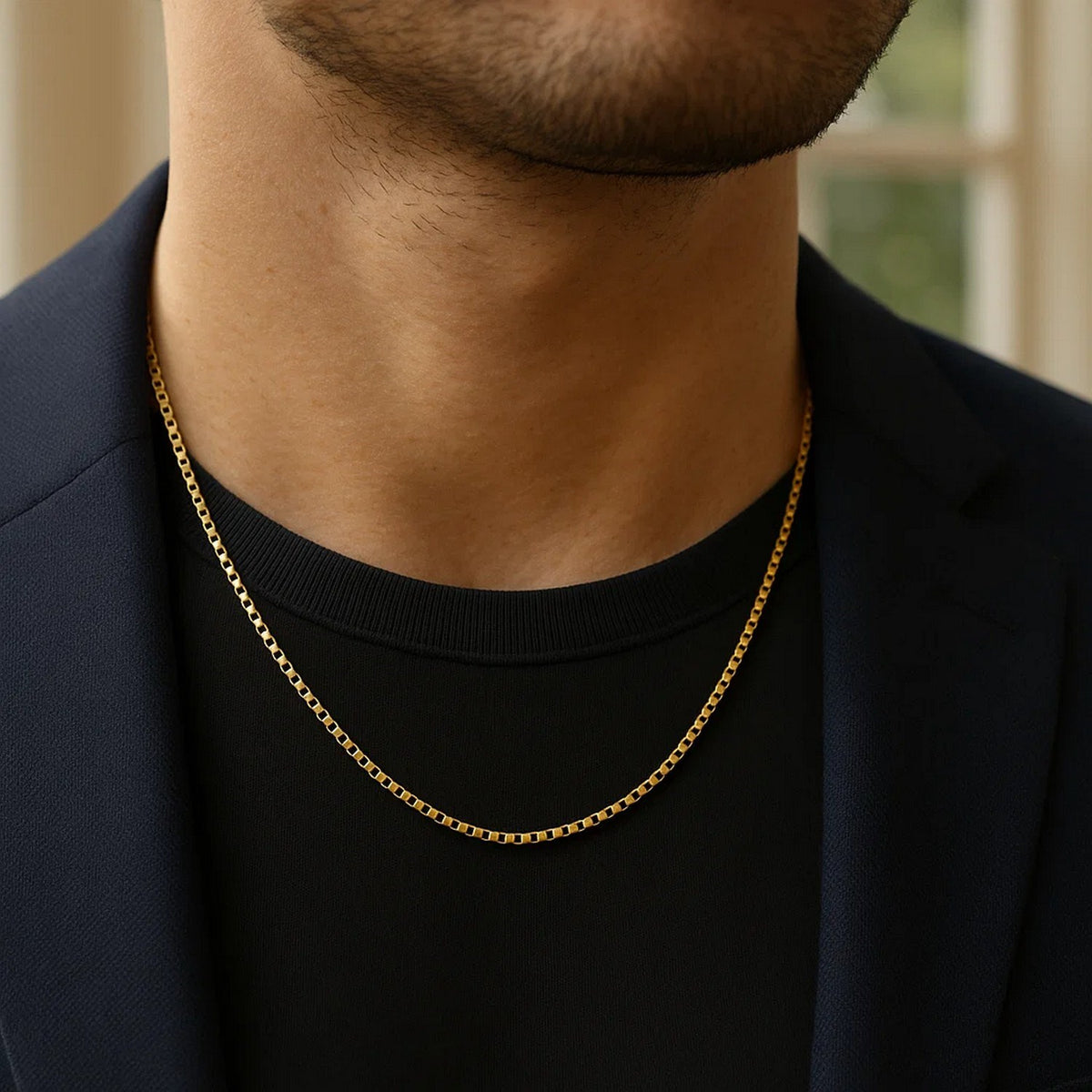 Round Box Chain in Yellow Gold-Plated Sterling Silver (2.10 mm)