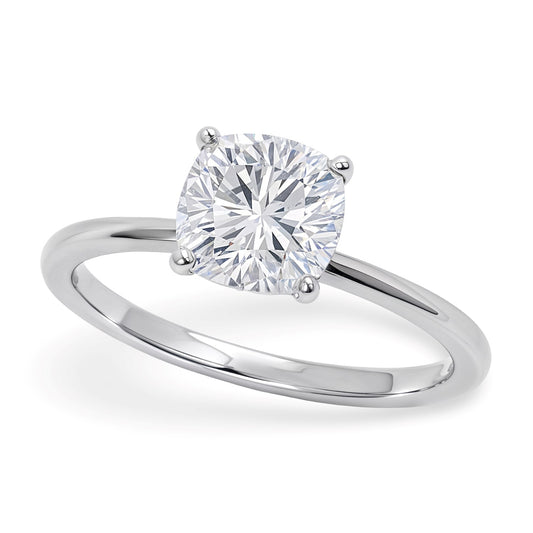 1.5 Carat Cushion Lab Grown IGI Diamond Solitaire in 10K White Gold G/VS1