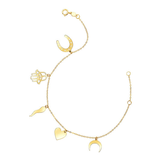 Good Luck Charm Bracelet in 14K Yellow Gold