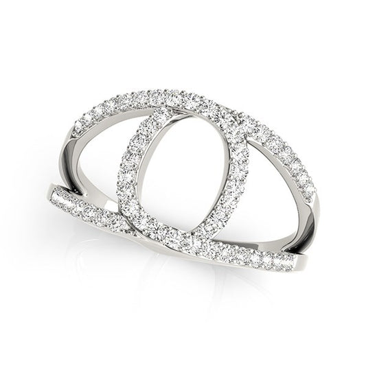 Diamond Loop Style Dual Band Ring in 14K White Gold (1/2 cttw)