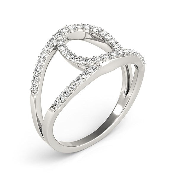 Diamond Loop Style Dual Band Ring in 14K White Gold (1/2 cttw)