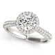 Halo Diamond Engagement Ring with Pave Band in 14K White Gold (1 1/3 cttw)